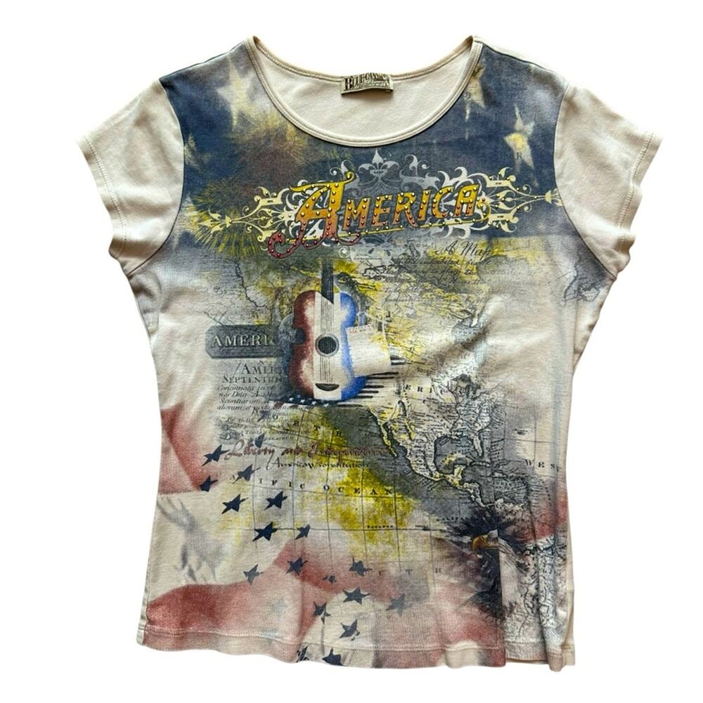 Y2K Graphic Bejeweled T-Shirt Size Large - Picture 1 of 9